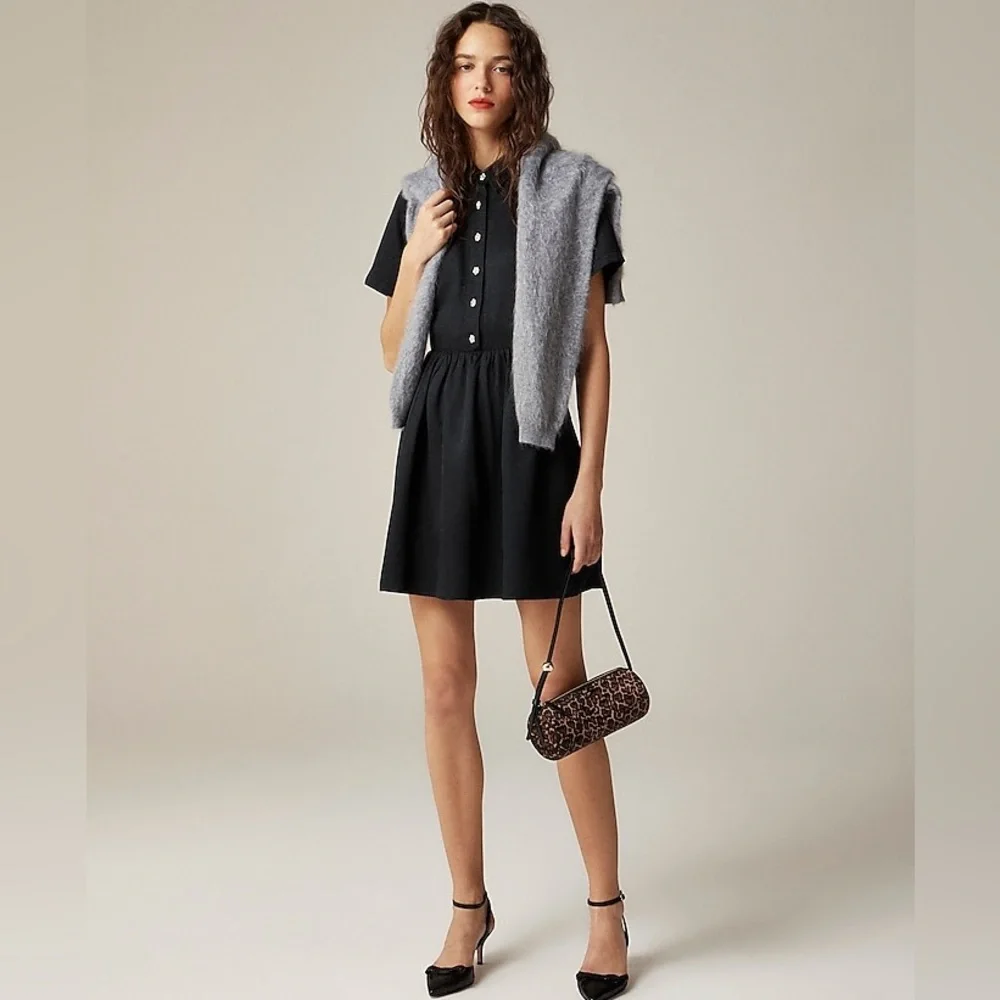 J.Crew Collection shirtdress with jewel buttons black size 12 NWT